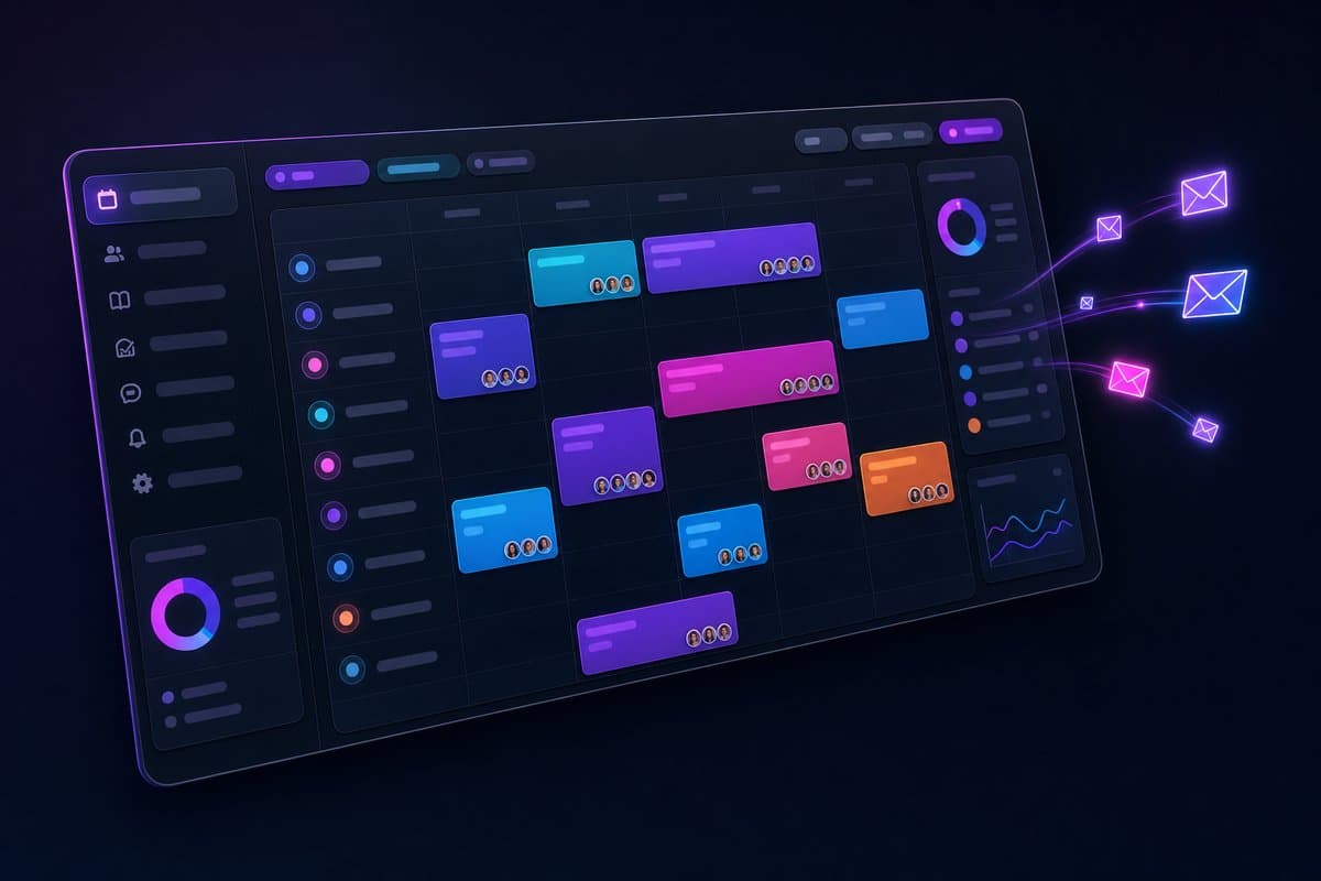 Impressie van een planningstool voor opleiders: weekrooster met automatische meldingen naar deelnemers